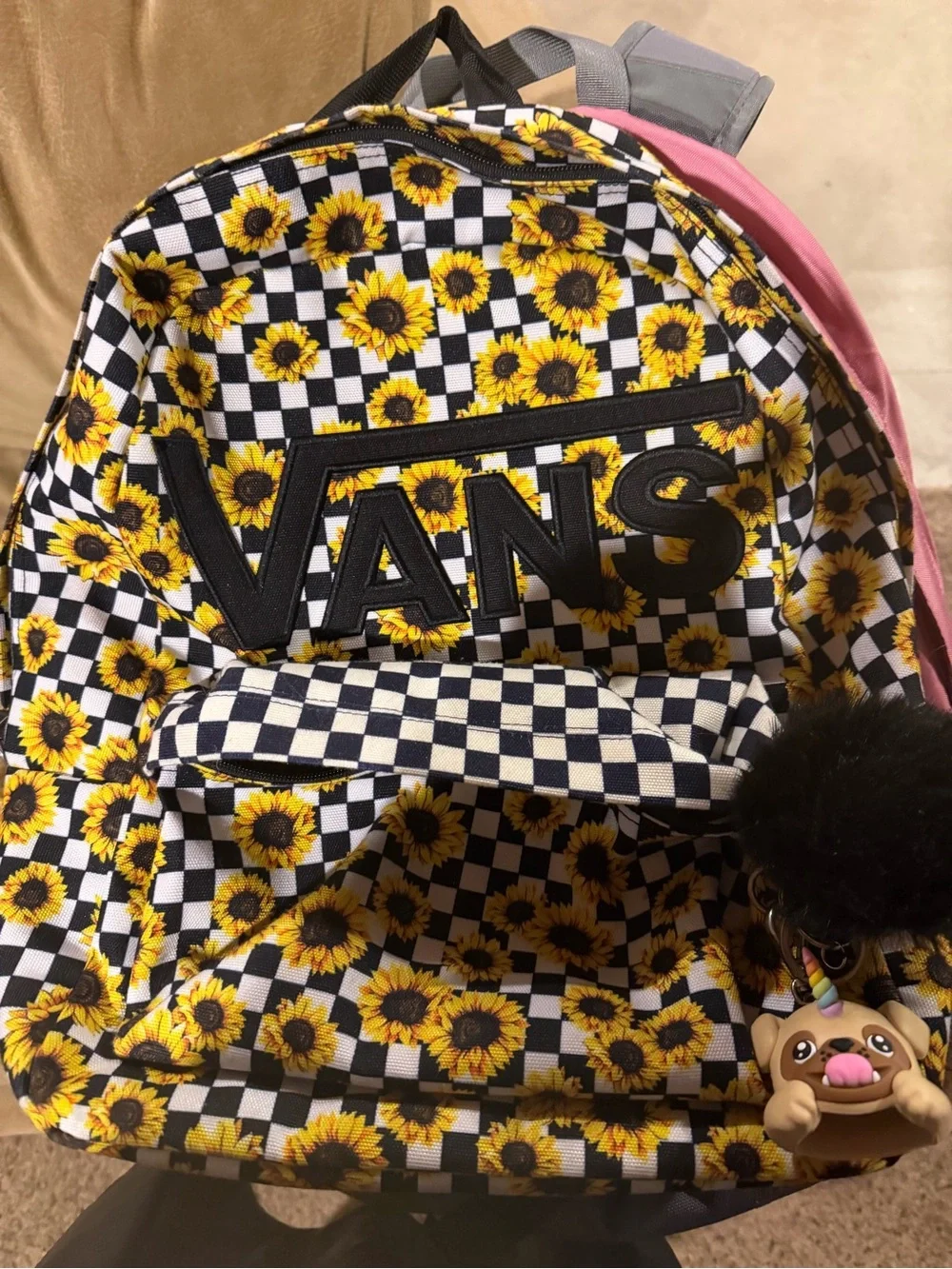 Vans Kids Checkerboard Sunflower Backpack - Yellow/Black/White